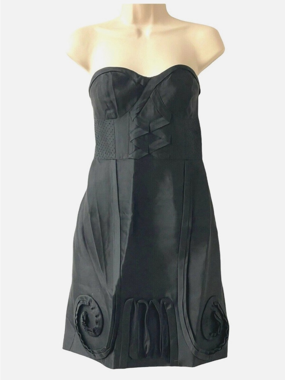 leifsdottir Black Strapless Dress with Sculpted Detailing,sz 4 - Picture 2 of 9